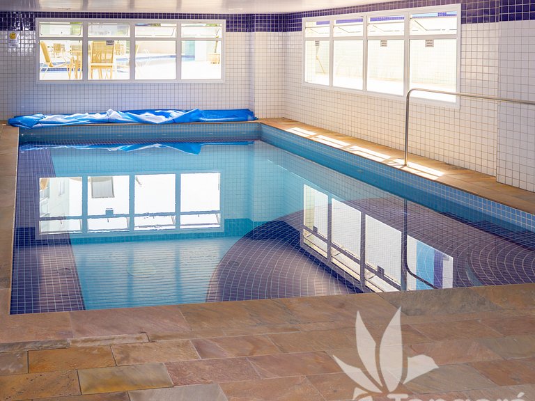 Apê completo • Piscina aquecida • 350m praia